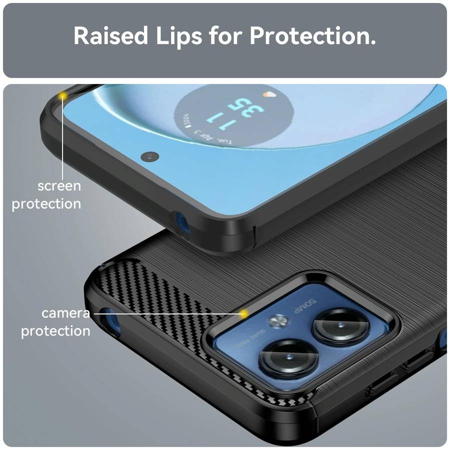 For Motorola Moto G14 Brushed Texture Carbon Fiber TPU Phone Case(Black)