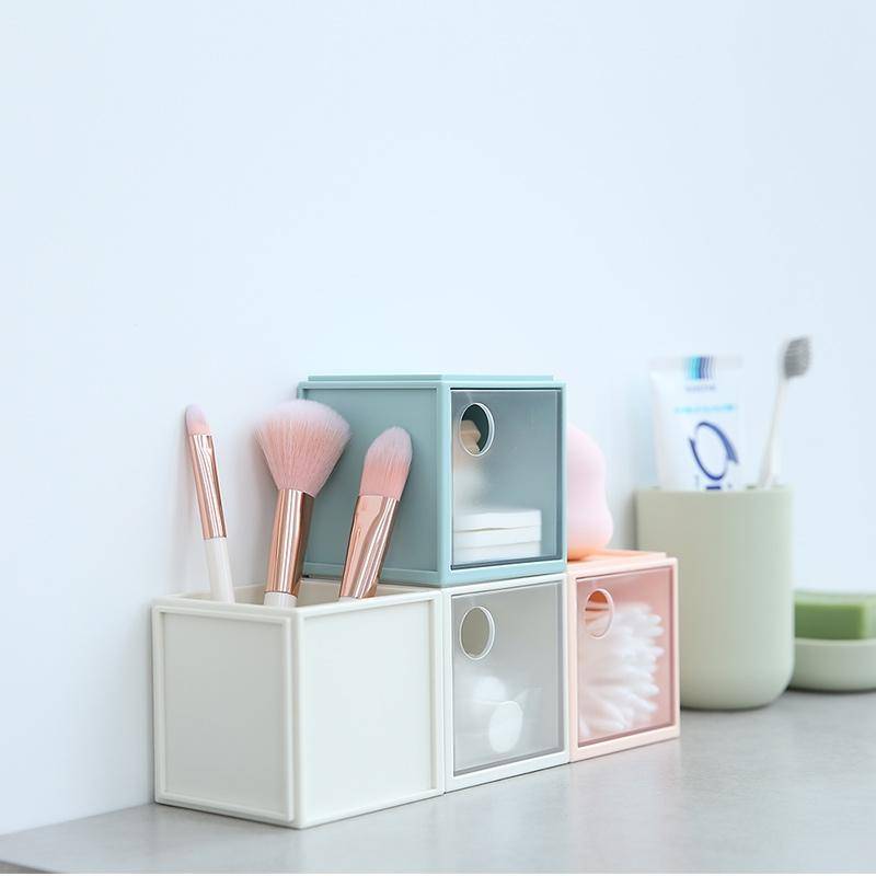 Square Plastic Desktop Storage Box(Blue)