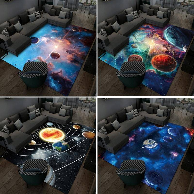 3D Visual Cartoon Cosmic Planet Living Room Carpet, Size: 50x80cm(Cosmic Planet 4)