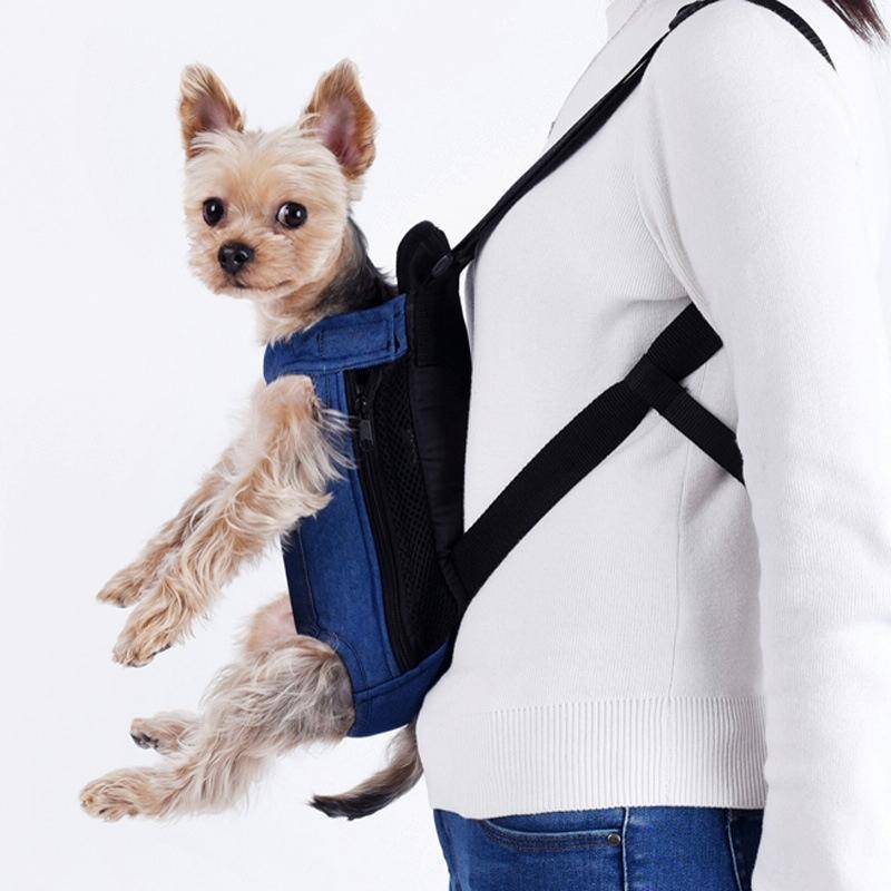 Dog Going Out Foldable On Chest Backpack Pet Carrier Bag, Colour: Blue Denim (Four Seasons)(M)