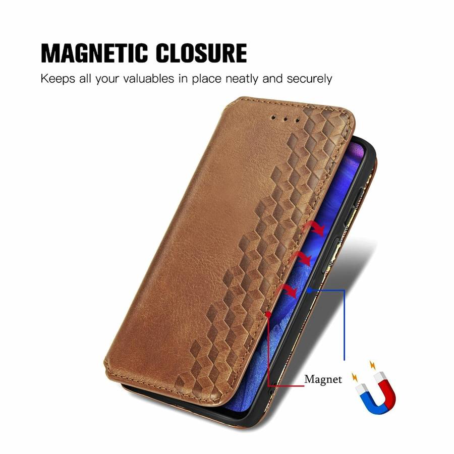 For Infinix Note 10 Pro Cubic Grid Pressed Horizontal Flip Magnetic PU Leather Case with Holder &...