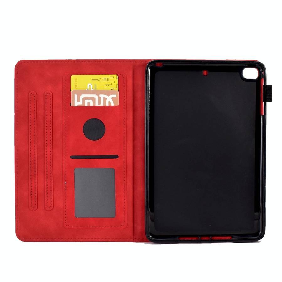 For iPad mini 5/4/3/2/1 Embossed Smile Flip Tablet Leather Smart Case(Red)