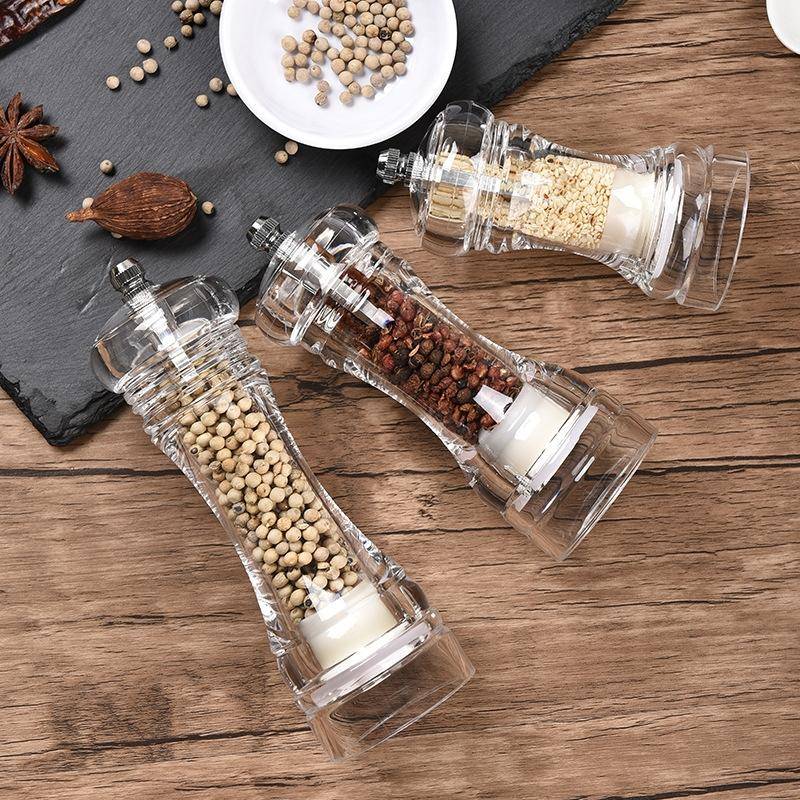 Acrylic Transparent Pepper Grinder Manual Pepper Grinder Ceramic Core Multi-Purpose Seasoning Bot...