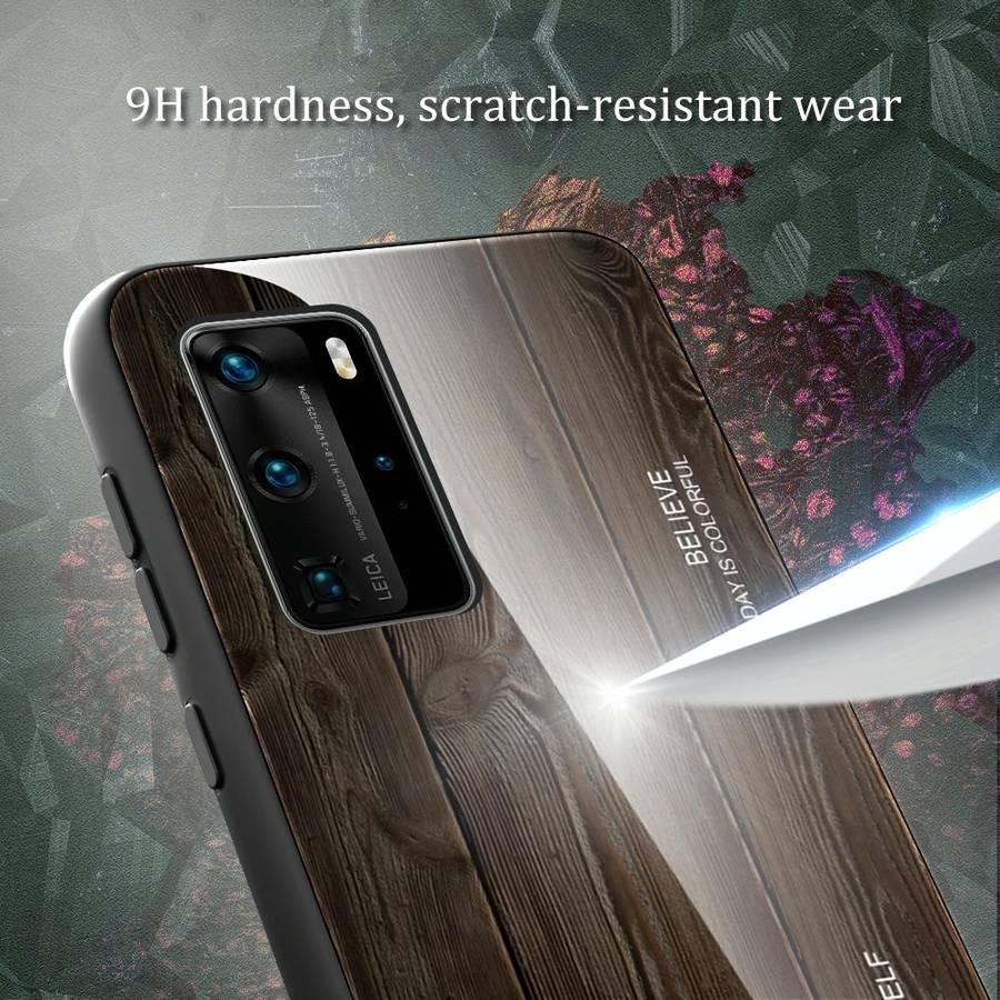 For Huawei P40 Pro Wood Grain Glass Protective Case(M01)