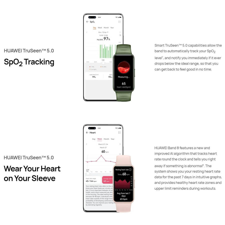 HUAWEI Band 8 Standard 1.47 inch AMOLED Smart Watch, Support Heart Rate / Blood Pressure / Blood ...