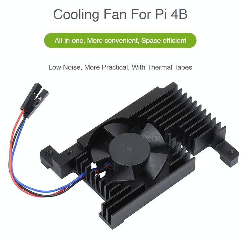 Waveshare Dedicated All-In-One Aluminum Alloy Cooling Fan For Raspberry Pi 4B
