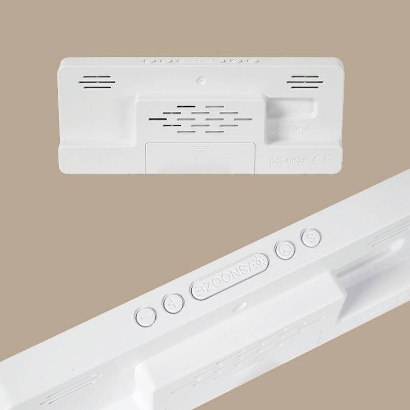 LED Bedside Alarm Clock Battery Plug-In Dual-Purpose Clock(White)