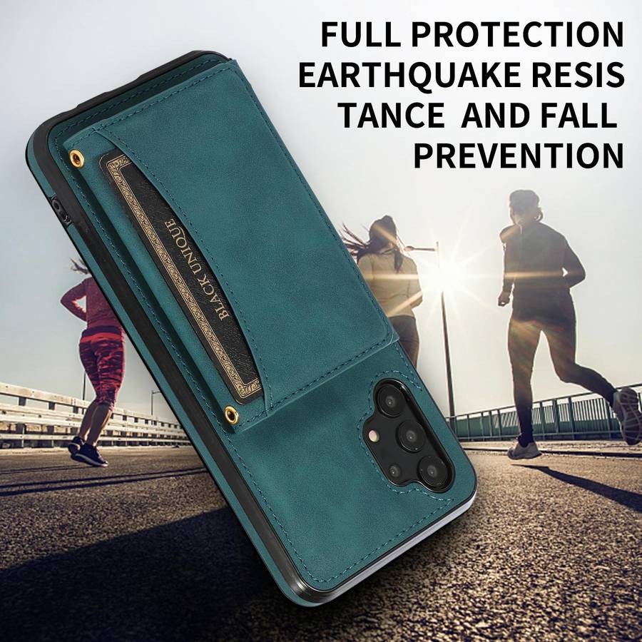 For Samsung Galaxy A32 4G Three-fold Leather Phone Case with Card Slot & Wallet & Holder(Green)