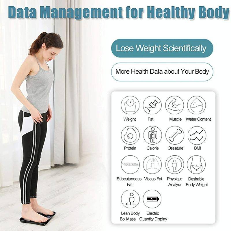 Smart Bluetooth Weight Scale Home Body Fat Measurement Health Scale Charge Model(Curve Black)