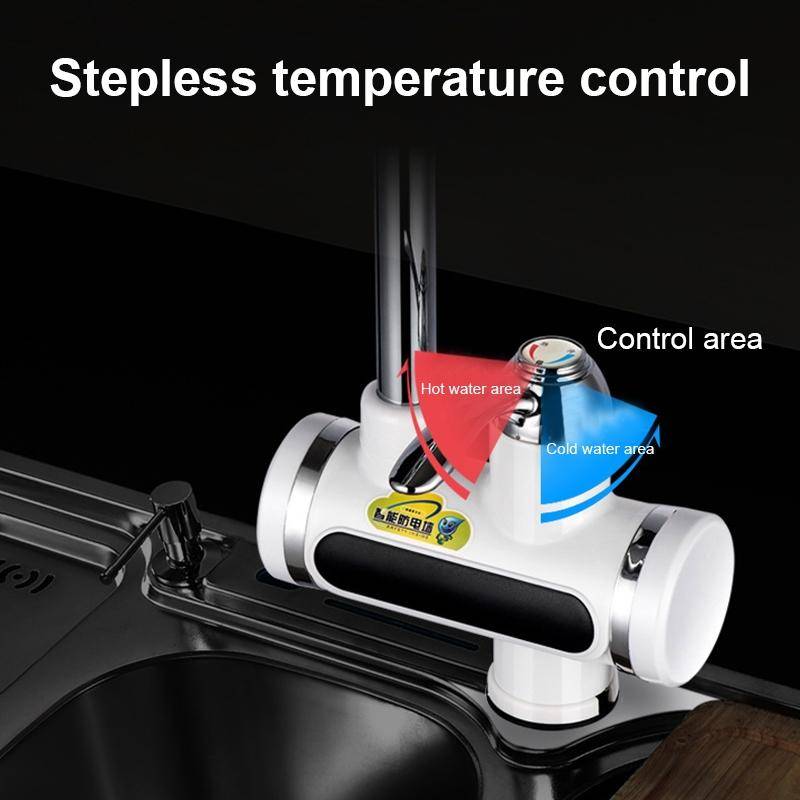 220V Kitchen Tankless Water Heater Instant Electric Faucet Electric Heater Tap with Temperature D...