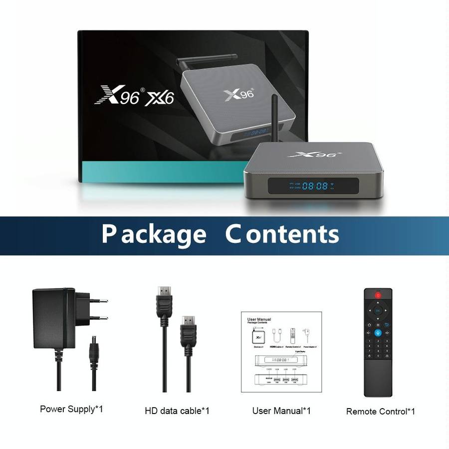 X96 X6 8K Smart TV BOX Android 11.0 Media Player, RK3566 Quad Core ARM Cortex A55, RAM: 8GB, ROM:...