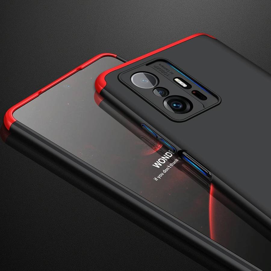 For Xiaomi Mi 11T GKK Three Stage Splicing Full Coverage PC Phone Case(Black Red)