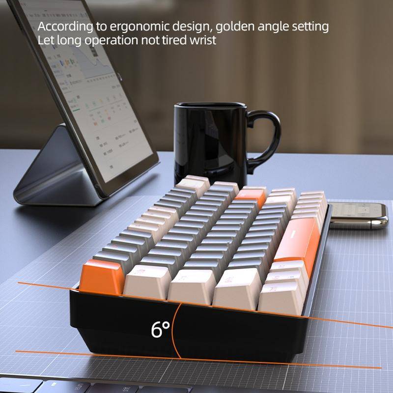 ZIYOU LANG K68 68 Keys Bluetooth Wireless Dual Model Mechanical Keyboard, Style: Red Shaft Versio...