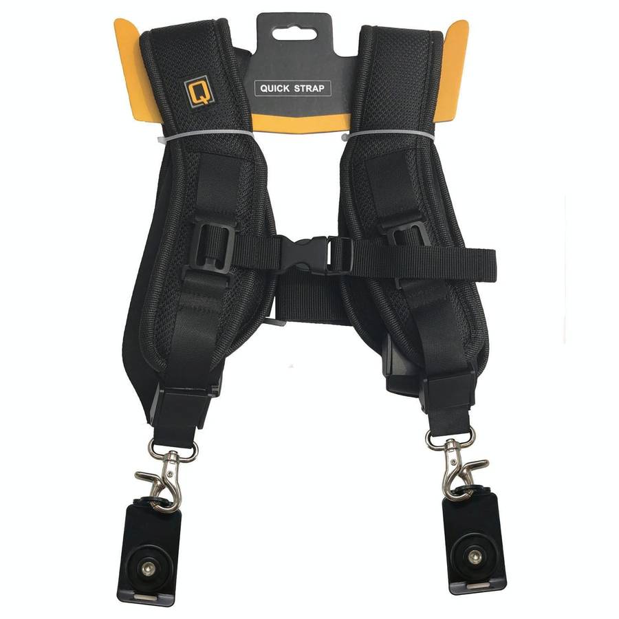 Safe & Fast Quick Double Shoulder Belt Strap for 2 Cameras DSLR (QS-B 1/4(Black)
