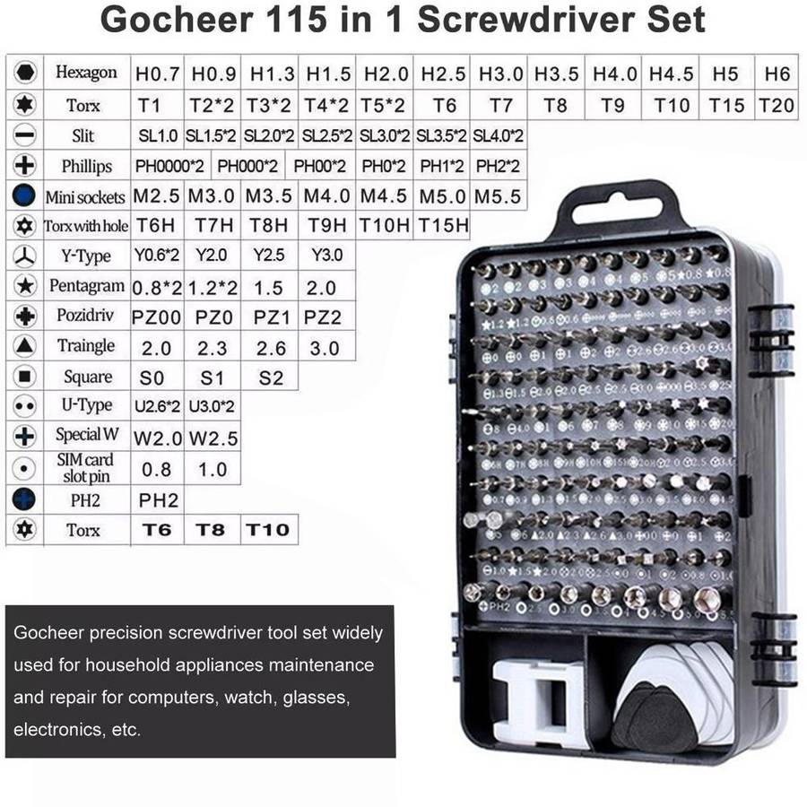 115 in 1 Precision Screw Driver Mobile Phone Computer Disassembly Maintenance Tool Set(Yellow)