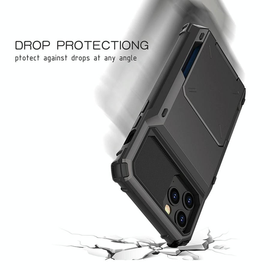 For iPhone 12 mini Scratch-Resistant Shockproof Heavy Duty Rugged Armor Protective Case with Card...