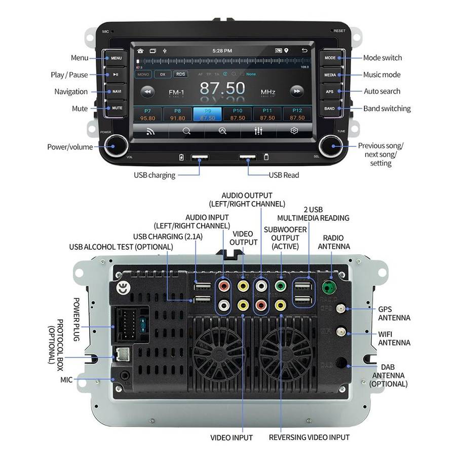S9070 For Volkswagen 7 inch Portable Car MP5 Player Support CarPlay / Android Auto, Specification...