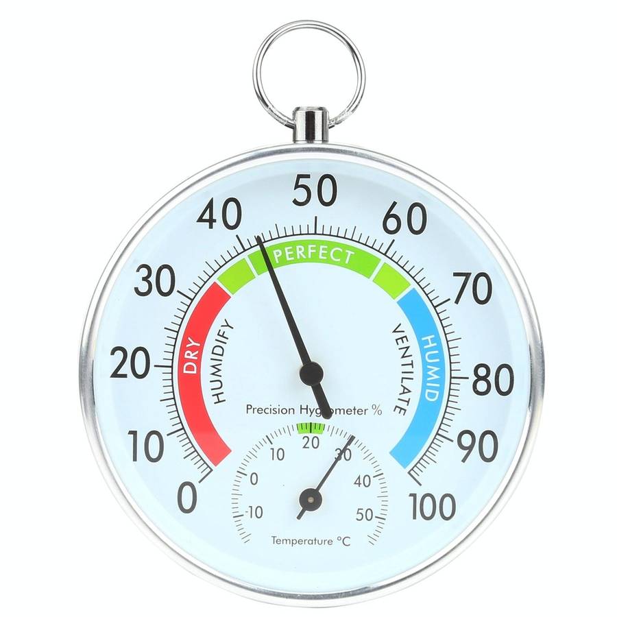 Mini Round Clock-shaped Indoor Outdoor Hygrometer Humidity Thermometer Temperature Meter with Han...