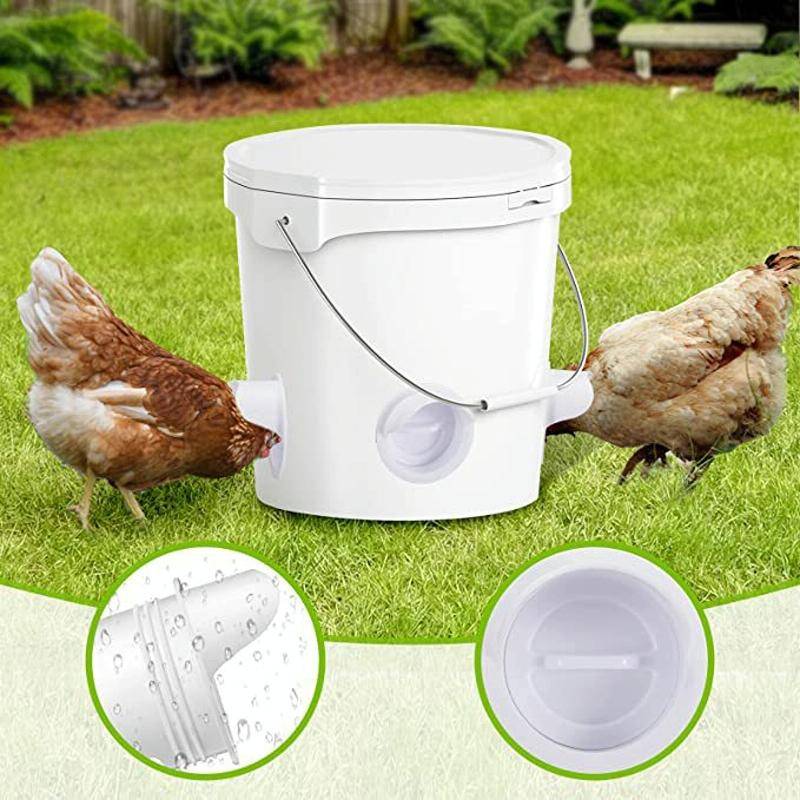 DIY Chicken Feeders Automatic Poultry Feeders Kit For Buckets, Barrels, Troughs, Spec: 4pcs/set O...