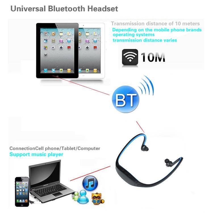 S9 Wireless Sports Bluetooth Earphones for iPhone Huawei XiaoMi Phone, Support TF / SD Card & Mic...
