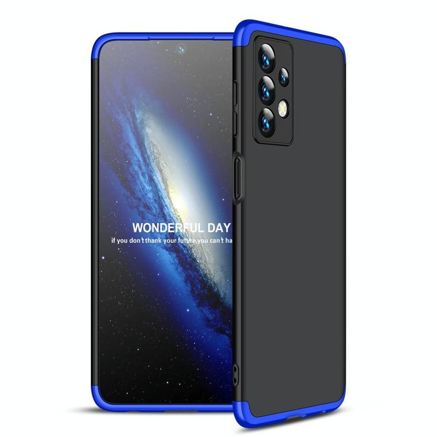 For Samsung Galaxy A23 GKK Three Stage Splicing Full Coverage PC Phone Case(Black Blue)
