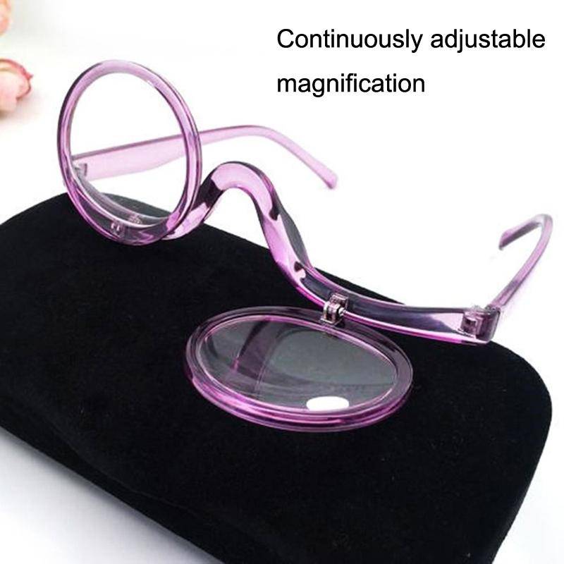 Makeup Magnifying Glass Presbyopic Glasses Flip Swivel Reading Glasses, Degree: +200(Blue Frame)