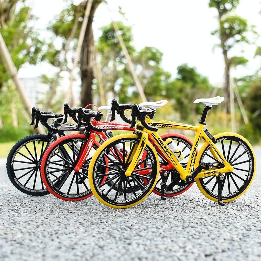 1:8 Scale Simulation Alloy Bicycle Model Mini Bicycle Toy Decoration(Race Bike-Red)