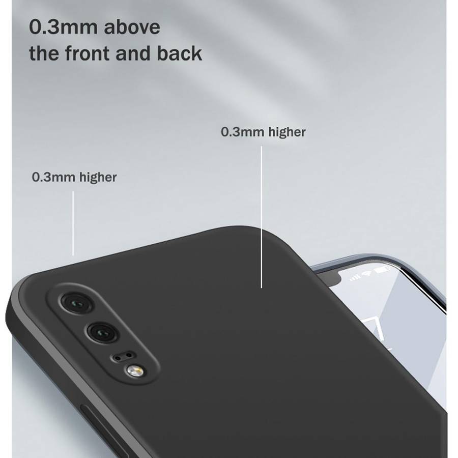 For Huawei P20 Solid Color Imitation Liquid Silicone Straight Edge Dropproof Full Coverage Protec...