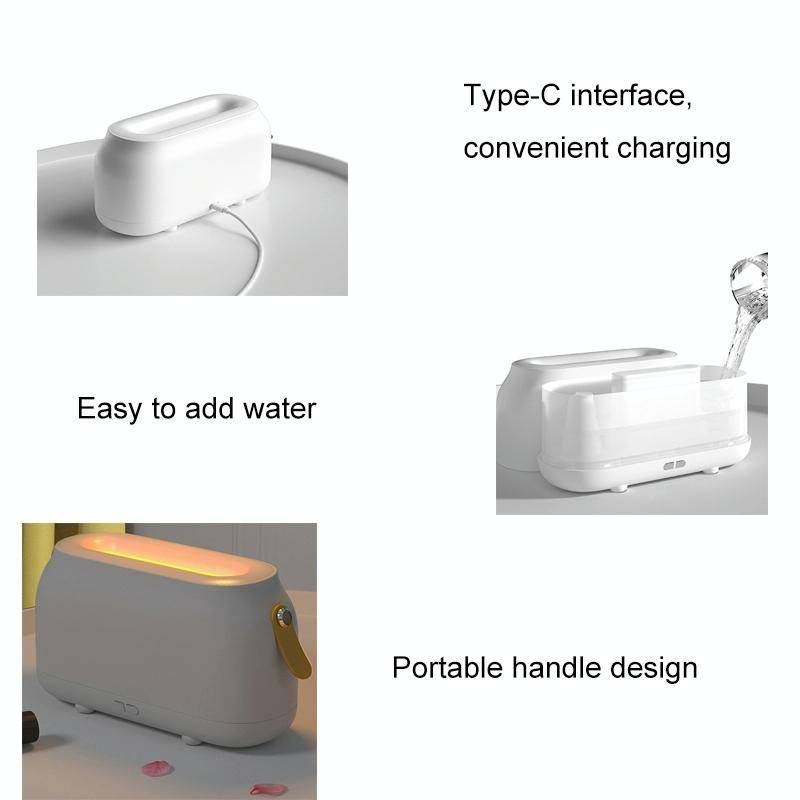 Simulation Flame Aromatherapy Humidifier Bedroom Ambient Light, Color: 3 Colors (RGB)