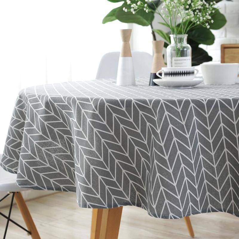 Polyester Cotton Round Tablecloth Dust-proof Cotton and Linen Printing Tablecloth, Diameter:120cm...