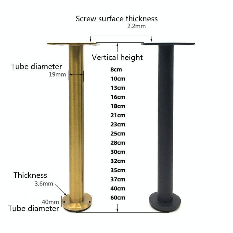 LH-TJ003 Adjustable Stainless Steel Round Tube Furniture Legs, Height: 21cm(Brushed Gold)
