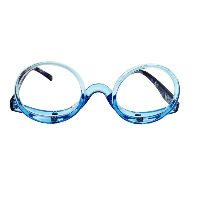 Makeup Magnifying Glass Presbyopic Glasses Flip Swivel Reading Glasses, Degree: +200(Blue Frame)