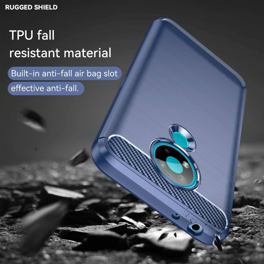 For Nokia 3.4 Brushed Texture Carbon Fiber TPU Phone Case(Blue)
