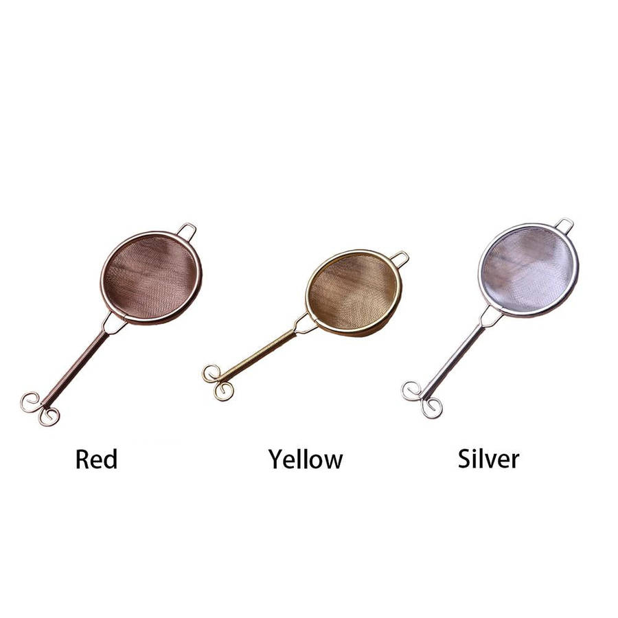 Reusable Herb Drinking Stainless Steel Filter Tea Strainer(Yellow)