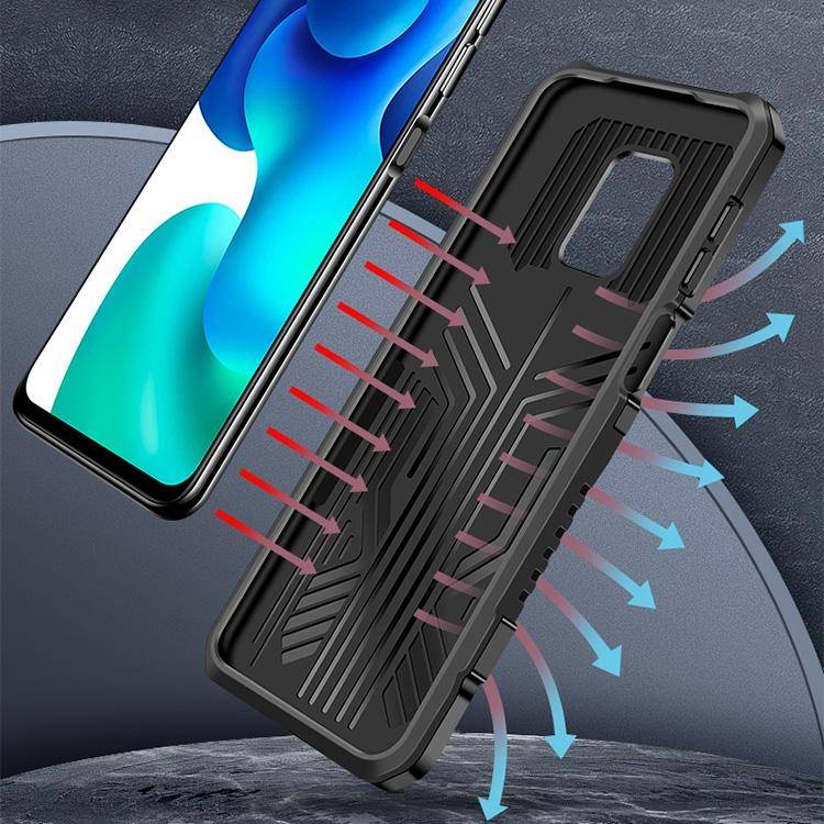 For Xiaomi Redmi Note 9S Machine Armor Warrior Shockproof PC + TPU Protective Case(Coffee)