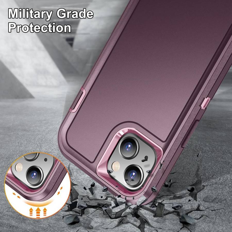 For iPhone 15 Life Waterproof Rugged Phone Case(Purple + Pink)