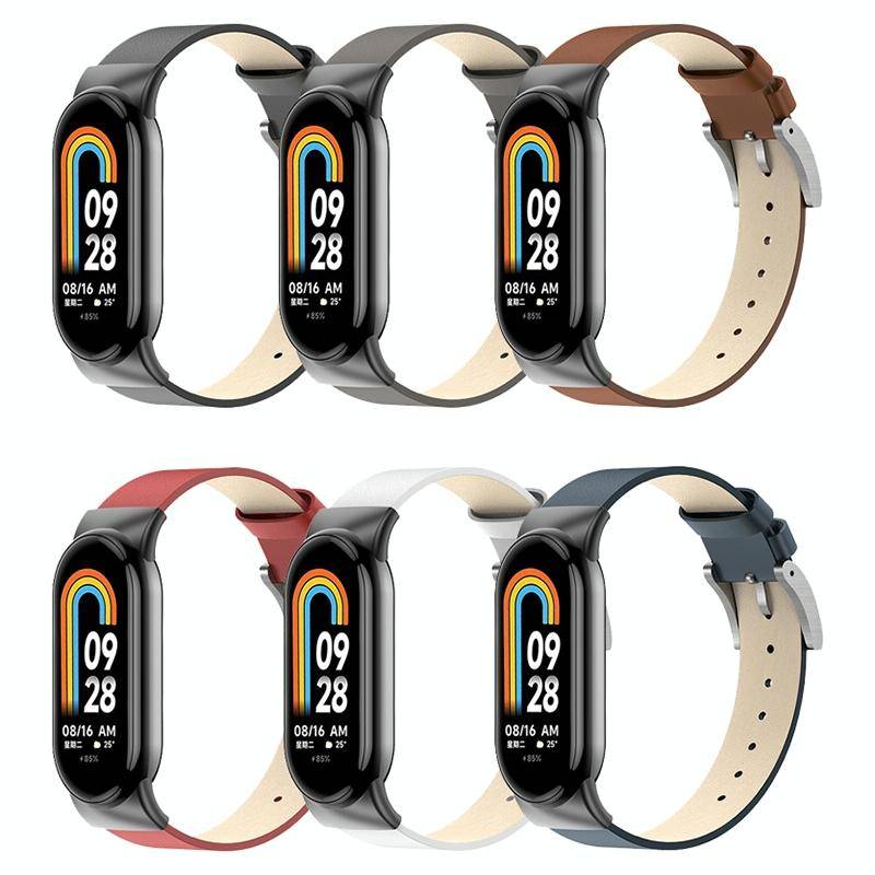 For Xiaomi Mi Band 8 12mm Leather Replacement Watch Band(White)