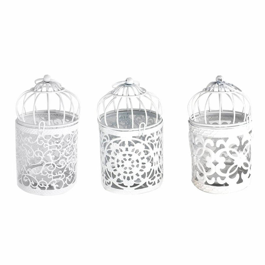 Antique Creative Bird Cage Candlestick Wrought Iron Ornaments Hollow Flower Pattern Home Decorati...