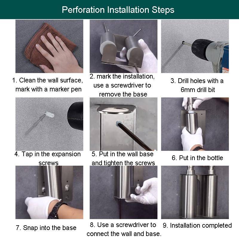 Hotel Stainless Steel Soap Dispenser Home Wall Mounted No Punch Press To Soap Bottle, Style: Squa...