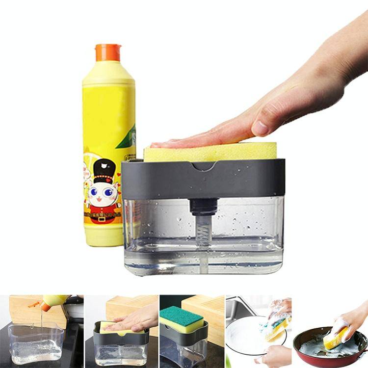 Press Soap Dispenser Kitchen Detergent Wash Presser(Gray)
