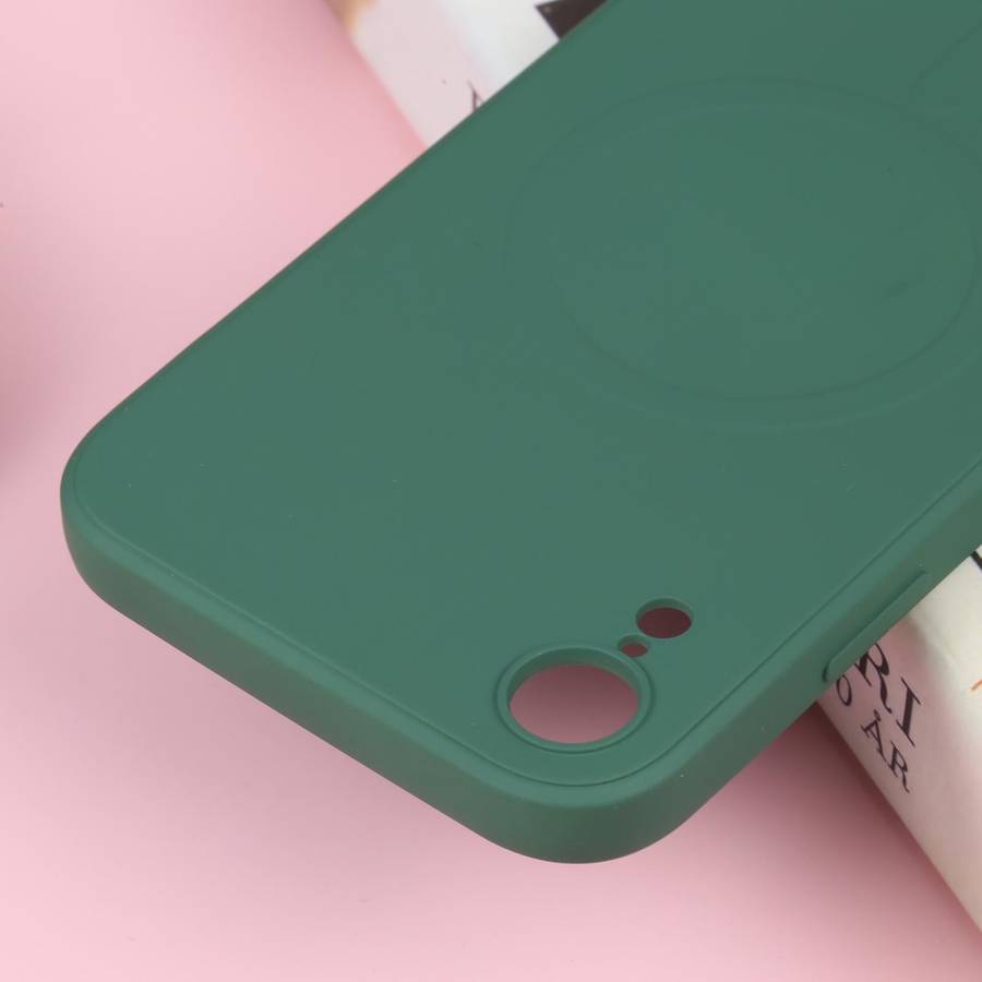 For iPhone XR Liquid Silicone Full Coverage Shockproof Magsafe Phone Case(Deep Green)