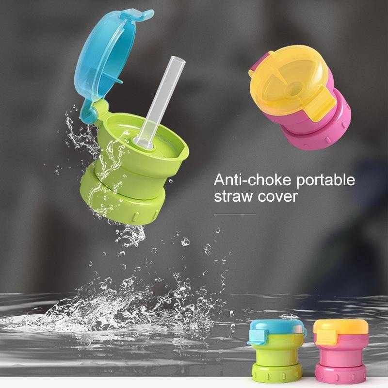 Children Portable Bottled Drinks Anti-overflow Anti-squash Replacement Straw Cap(Red)
