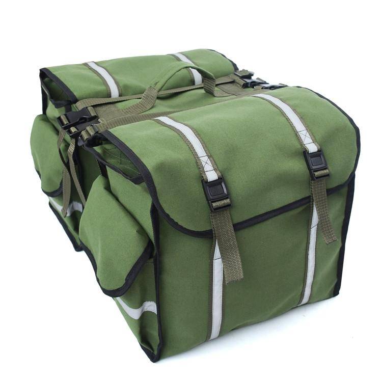 Waterproof Canvas Bicycle Saddle Bag Backpack Motorcycle Bag(Green)