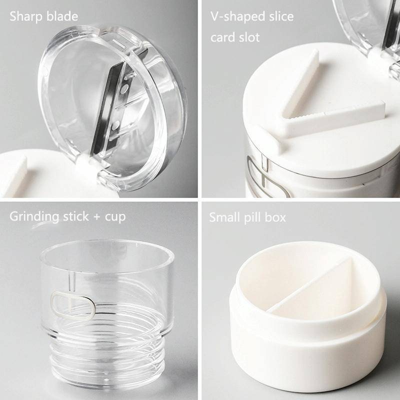S0466 Medicine Cutter Tablet Grinding Cutter Medicine Dispensing Transparent Portable Storage Box...