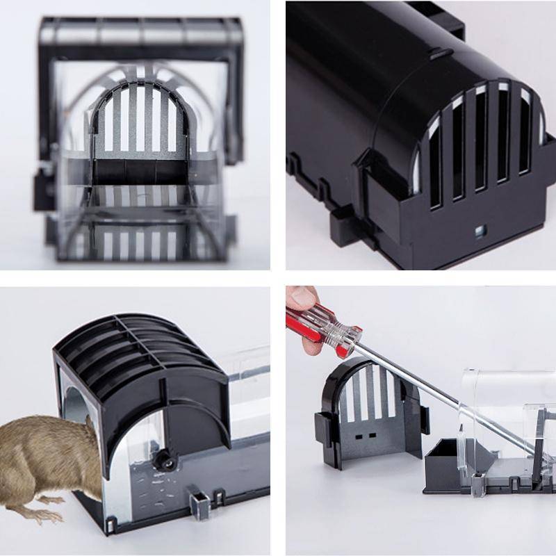 Door Humane Animal Live Cage, Rat, Mouse and More Small Rodents ABS Material Transparent Trap Cage