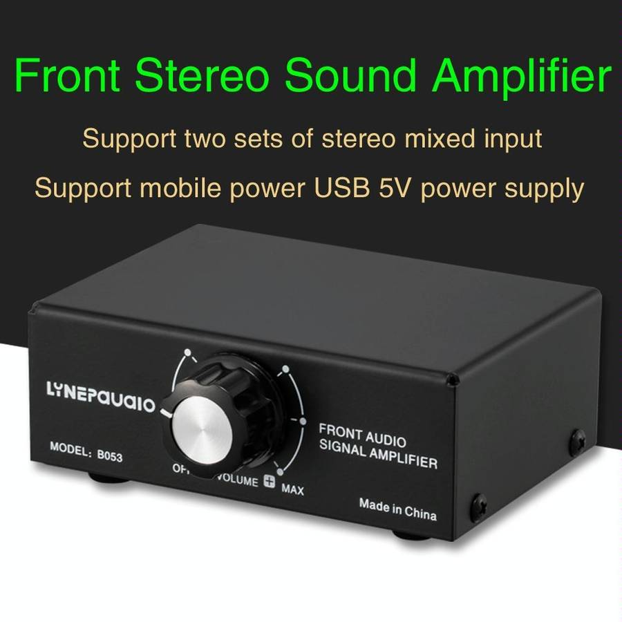 B053 Front Stereo Sound Amplifier Headphone Speaker Amplifier Booster with Volume Adjustment, 2-W...
