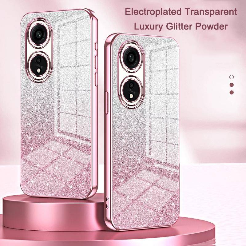 For OPPO Reno10 5G/Reno10 Pro 5G Global Gradient Glitter Powder Electroplated Phone Case(Pink)