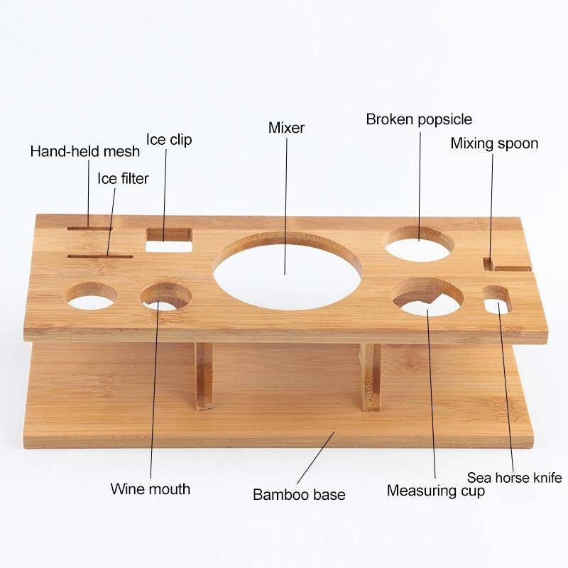 11 in 1 Stainless Steel Cocktail Shaker Tools Set with Wooden Mount, Capacity: 550ml