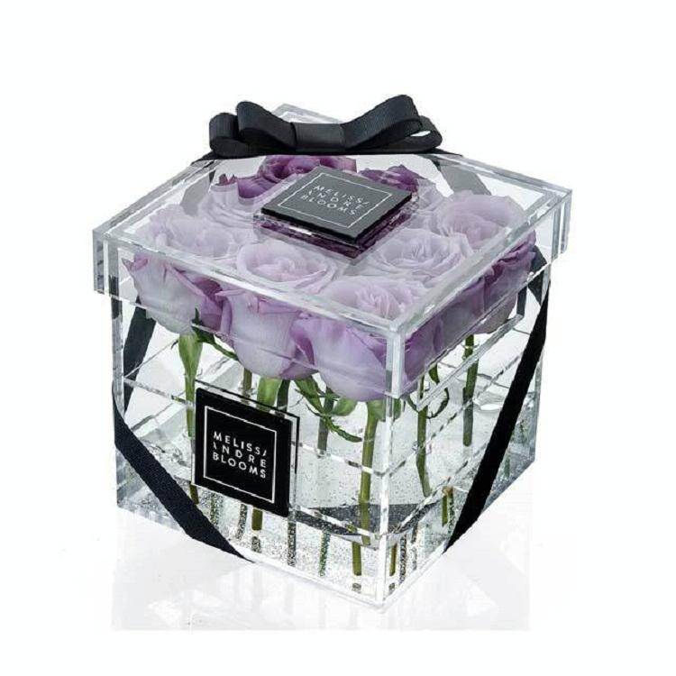 Square Transparent Acrylic Gift Box Flower Box, Specification: 9 Holes