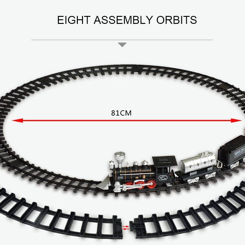 SS333-64 Electric Retro Simulation Train Model Children Toys Light Music Track Train (Black)